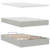 Cadre de lit ottoman et matelas gris clair 120x200 cm velours