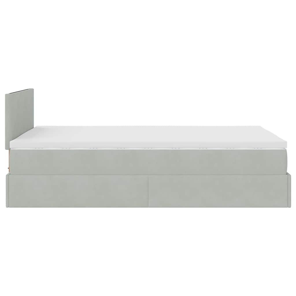 Cadre de lit ottoman et matelas gris clair 120x200 cm velours