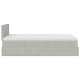 Cadre de lit ottoman et matelas gris clair 120x200 cm velours