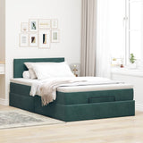 Cadre de lit ottoman avec matelas vert foncé 120x200 cm velours