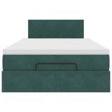 Cadre de lit ottoman avec matelas vert foncé 120x200 cm velours