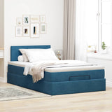 Ottoman bed frame with dark blue mattress 120x200 cm velvet