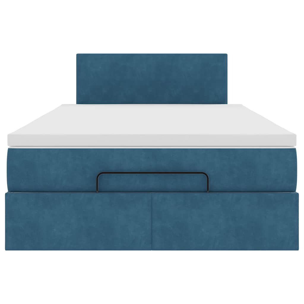 Ottoman bed frame with dark blue mattress 120x200 cm velvet