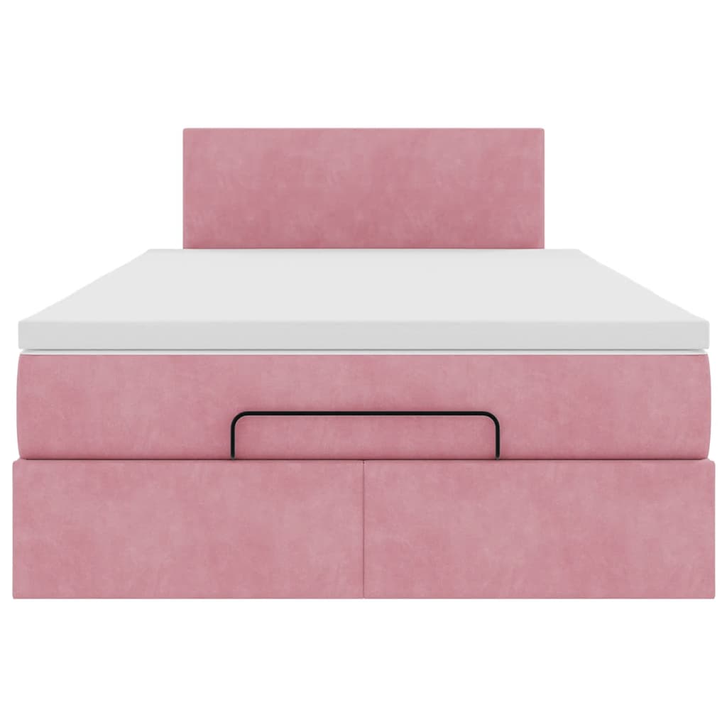 Cadre de lit ottoman avec matelas rose 120x200 cm velours