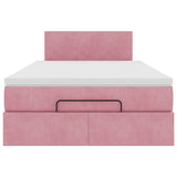 Cadre de lit ottoman avec matelas rose 120x200 cm velours