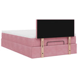 Cadre de lit ottoman avec matelas rose 120x200 cm velours