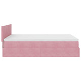 Cadre de lit ottoman avec matelas rose 140x190 cm velours