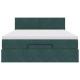 Cadre de lit ottoman avec matelas vert foncé 140x200 cm velours