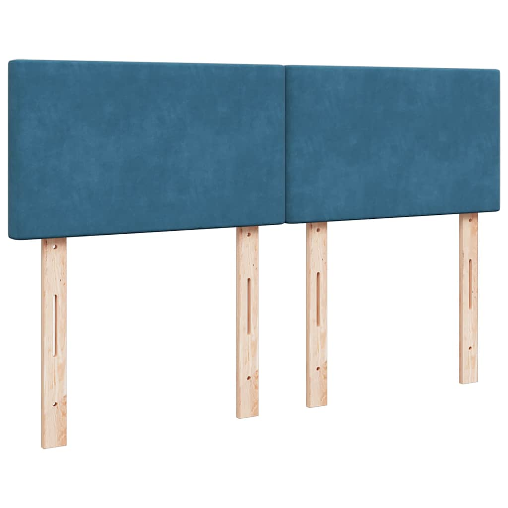 Cadre de lit ottoman avec matelas bleu foncé 140x200 cm velours