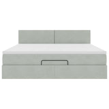 Cadre de lit ottoman avec matelas gris clair 160x200 cm velours