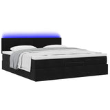 Cadre de lit ottoman avec matelas noir 160x200 cm velours