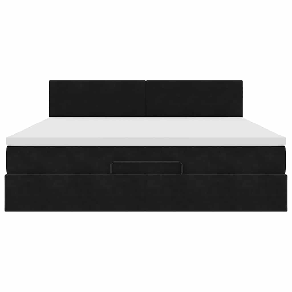 Cadre de lit ottoman avec matelas noir 160x200 cm velours