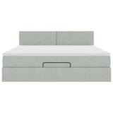 Cadre de lit ottoman avec matelas gris clair 180x200 cm velours