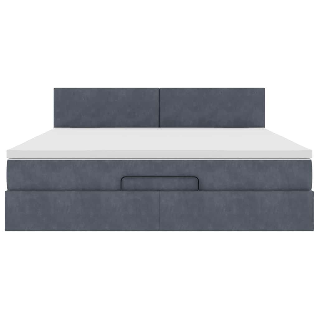 Cadre de lit ottoman avec matelas gris foncé 180x200 cm velours