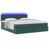 Cadre de lit ottoman avec matelas vert foncé 180x200 cm velours