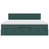 Cadre de lit ottoman avec matelas vert foncé 180x200 cm velours