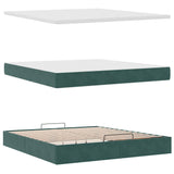 Cadre de lit ottoman avec matelas vert foncé 180x200 cm velours