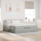 Cadre de lit ottoman avec matelas gris clair 200x200 cm velours