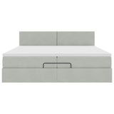 Cadre de lit ottoman avec matelas gris clair 200x200 cm velours