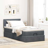 Cadre de lit ottoman avec matelas gris foncé 80x200 cm velours