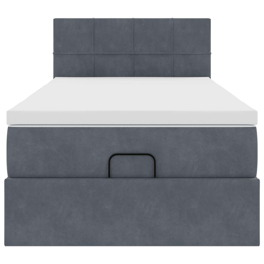 Cadre de lit ottoman avec matelas gris foncé 80x200 cm velours