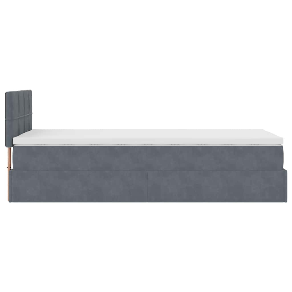 Cadre de lit ottoman avec matelas gris foncé 80x200 cm velours