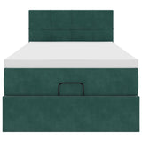 Cadre de lit ottoman avec matelas vert foncé 80x200 cm velours