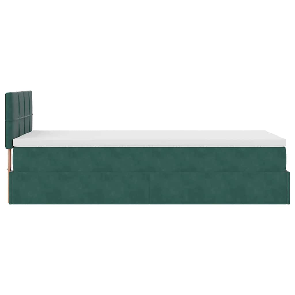 Cadre de lit ottoman avec matelas vert foncé 80x200 cm velours