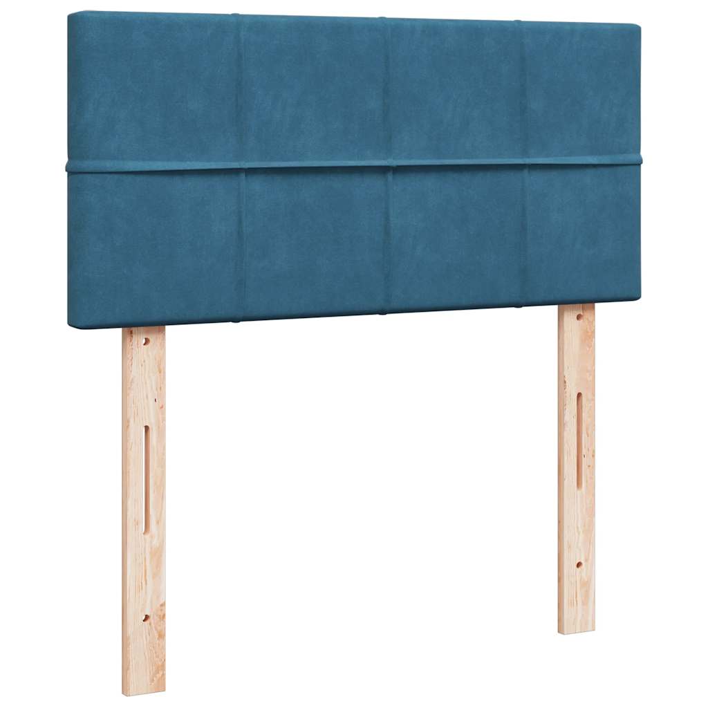 Cadre de lit ottoman avec matelas bleu foncé 80x200 cm velours