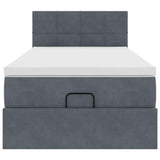 Ottoman bed frame with dark gray mattress 90x190 cm velvet