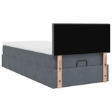 Ottoman bed frame with dark gray mattress 90x190 cm velvet