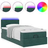 Cadre de lit ottoman avec matelas vert foncé 90x190 cm velours