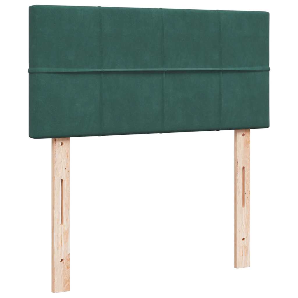 Cadre de lit ottoman avec matelas vert foncé 90x190 cm velours