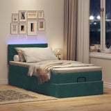 Cadre de lit ottoman avec matelas vert foncé 90x190 cm velours