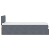 Cadre de lit ottoman et matelas gris foncé 90x200 cm velours