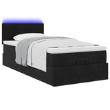 Cadre de lit ottoman avec matelas noir 90x200 cm velours