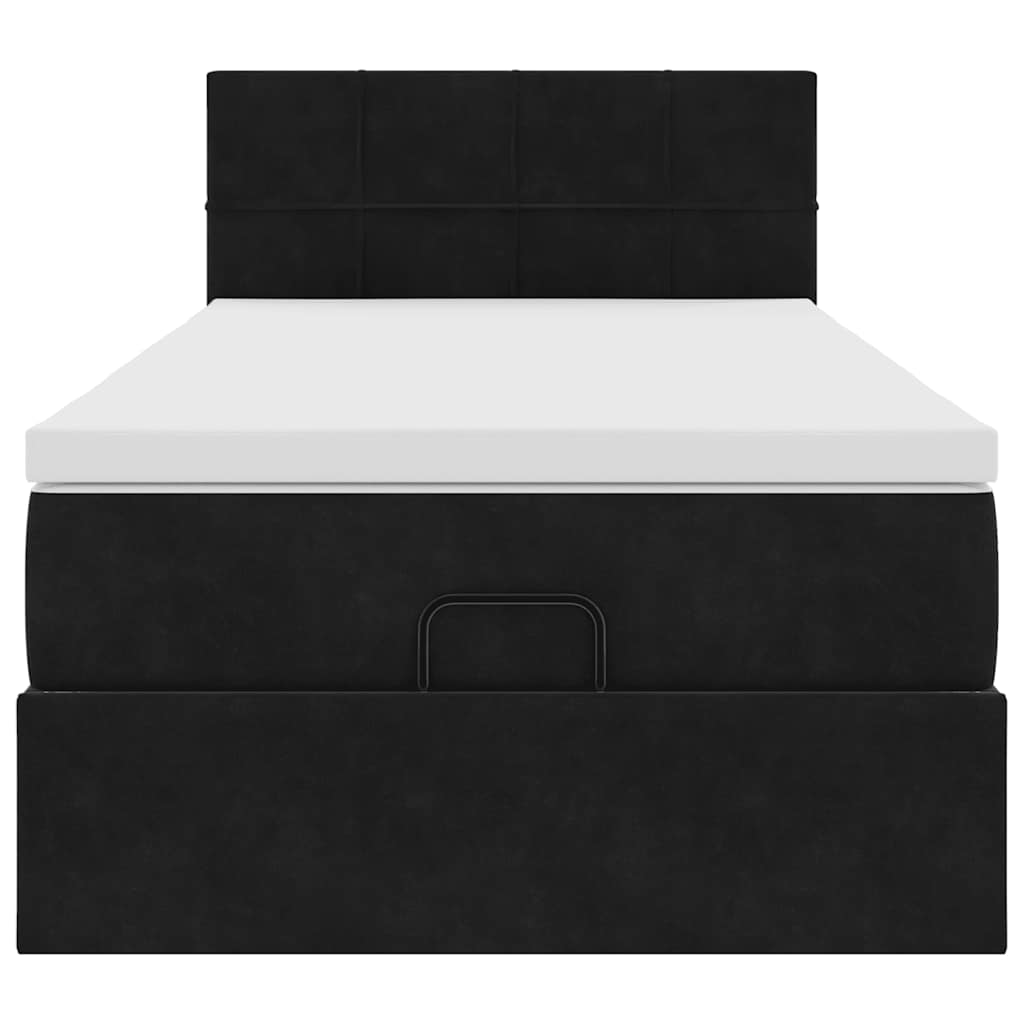 Cadre de lit ottoman avec matelas noir 90x200 cm velours