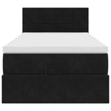 Cadre de lit ottoman avec matelas noir 90x200 cm velours