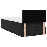 Cadre de lit ottoman avec matelas noir 90x200 cm velours