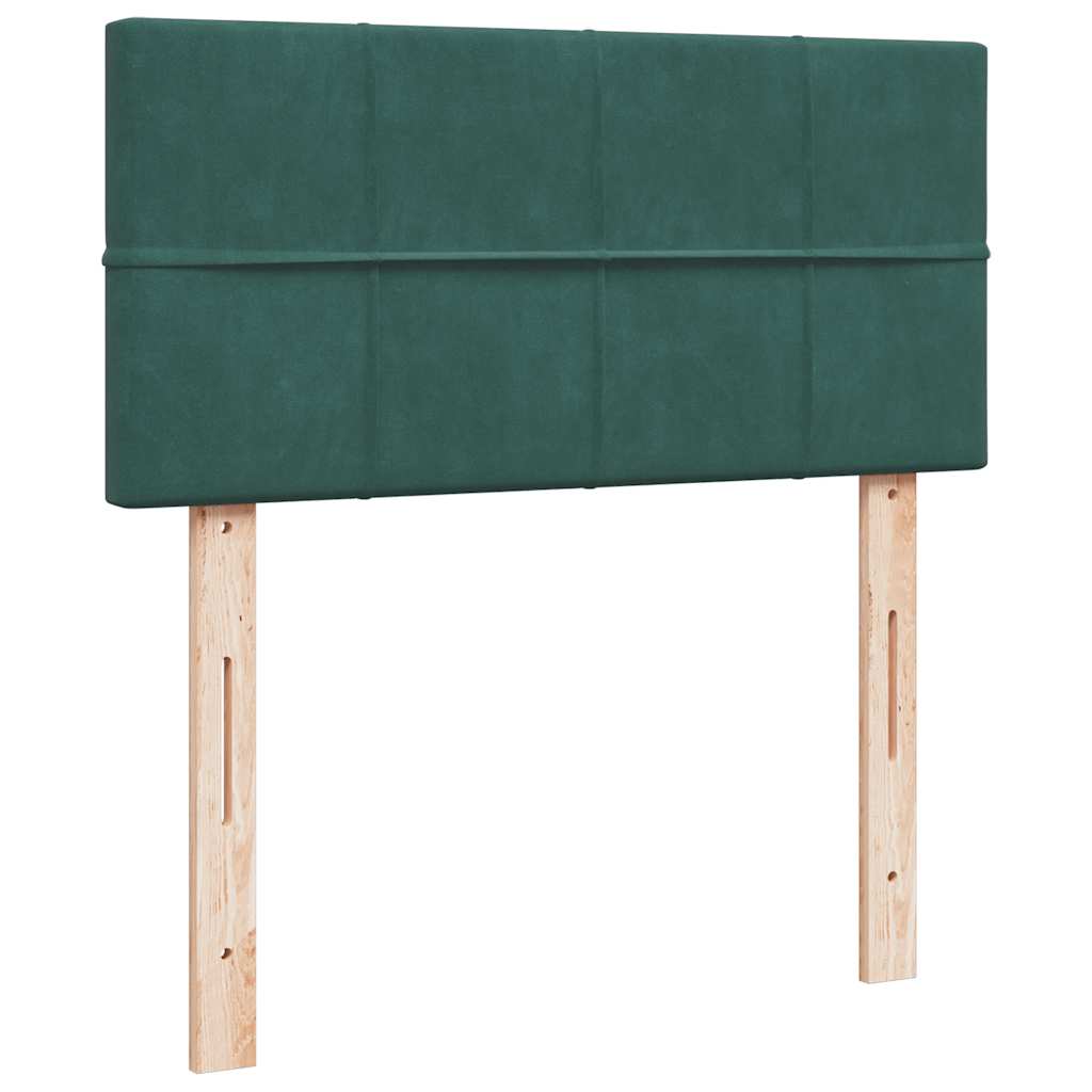 Cadre de lit ottoman avec matelas vert foncé 90x200 cm velours