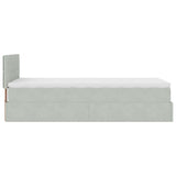 Cadre de lit ottoman et matelas gris clair 100x200 cm velours