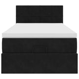 Cadre de lit ottoman avec matelas noir 100x200cm velours