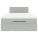 Cadre de lit ottoman avec matelas gris clair 120x190 cm velours