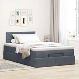 Cadre de lit ottoman avec matelas gris foncé 120x190 cm velours