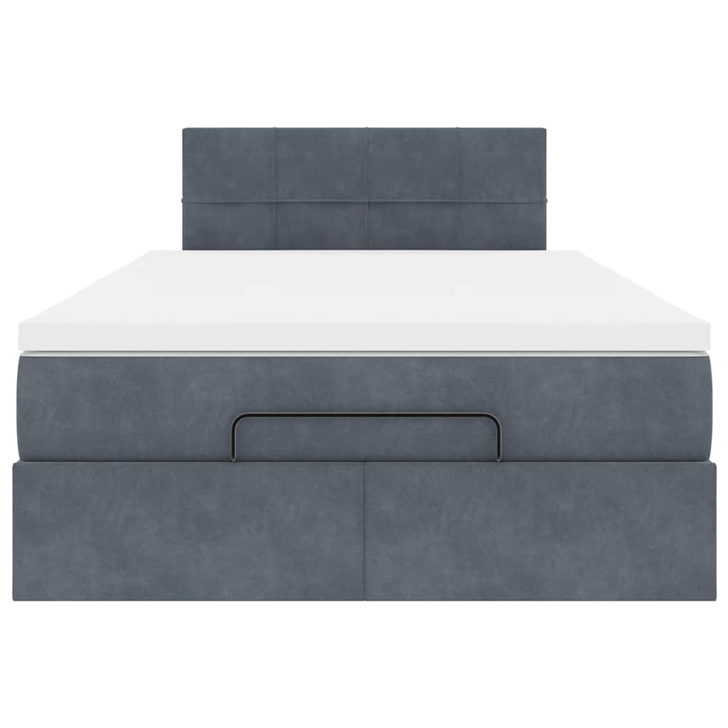 Cadre de lit ottoman avec matelas gris foncé 120x190 cm velours