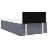 Cadre de lit ottoman avec matelas gris foncé 120x190 cm velours