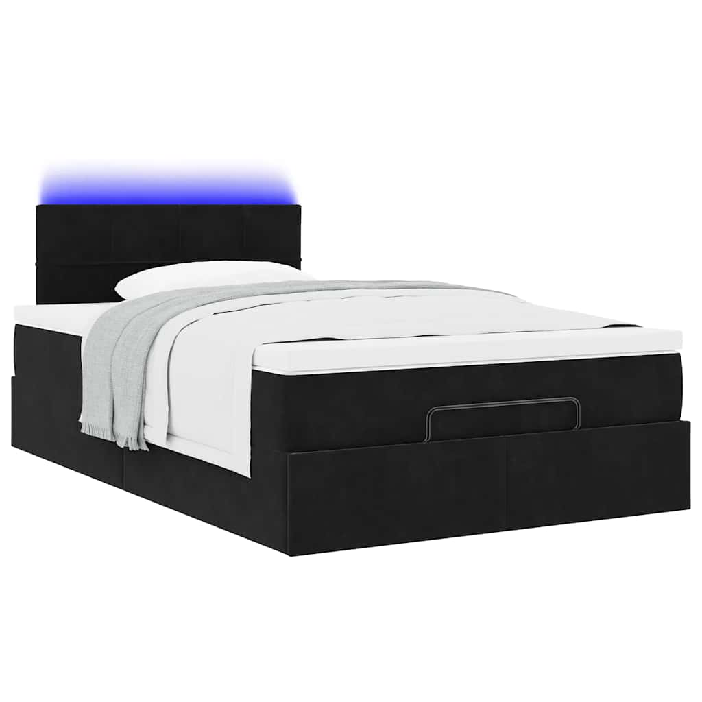 Cadre de lit ottoman avec matelas noir 120x190 cm velours