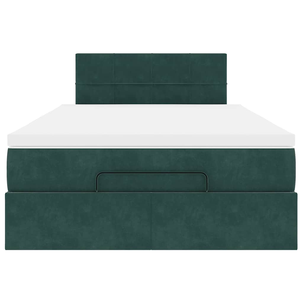 Ottoman bed frame with dark green mattress 120x190 cm velvet