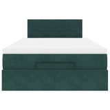 Ottoman bed frame with dark green mattress 120x190 cm velvet