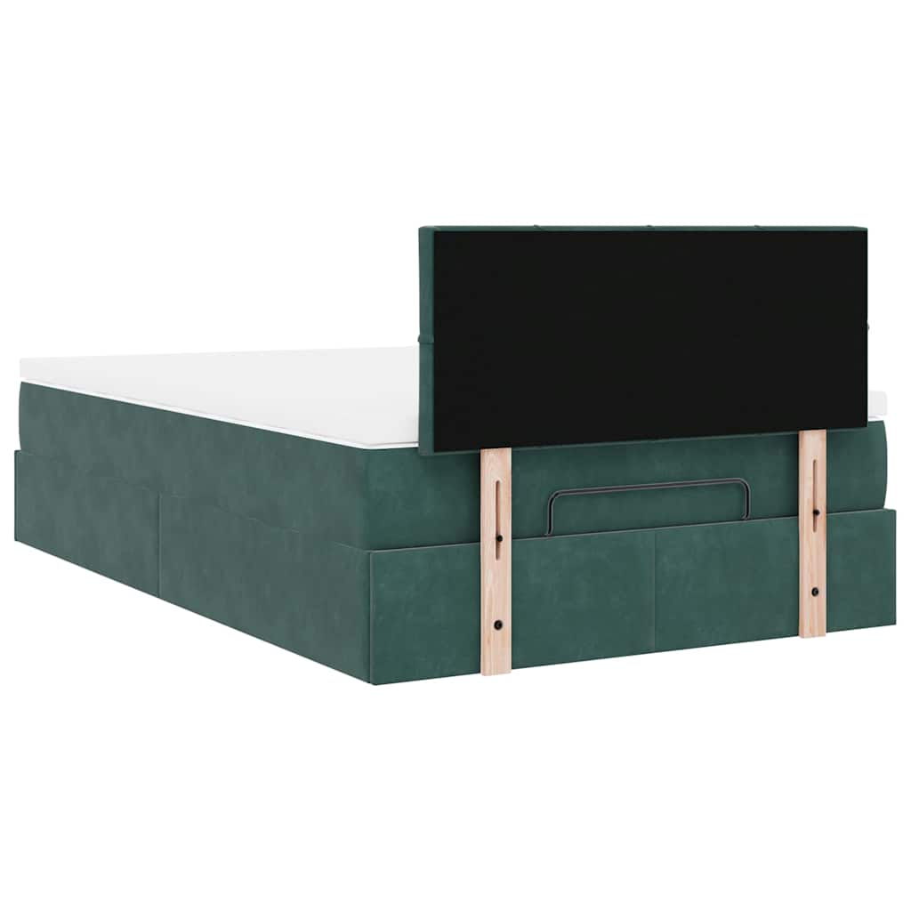 Ottoman bed frame with dark green mattress 120x190 cm velvet